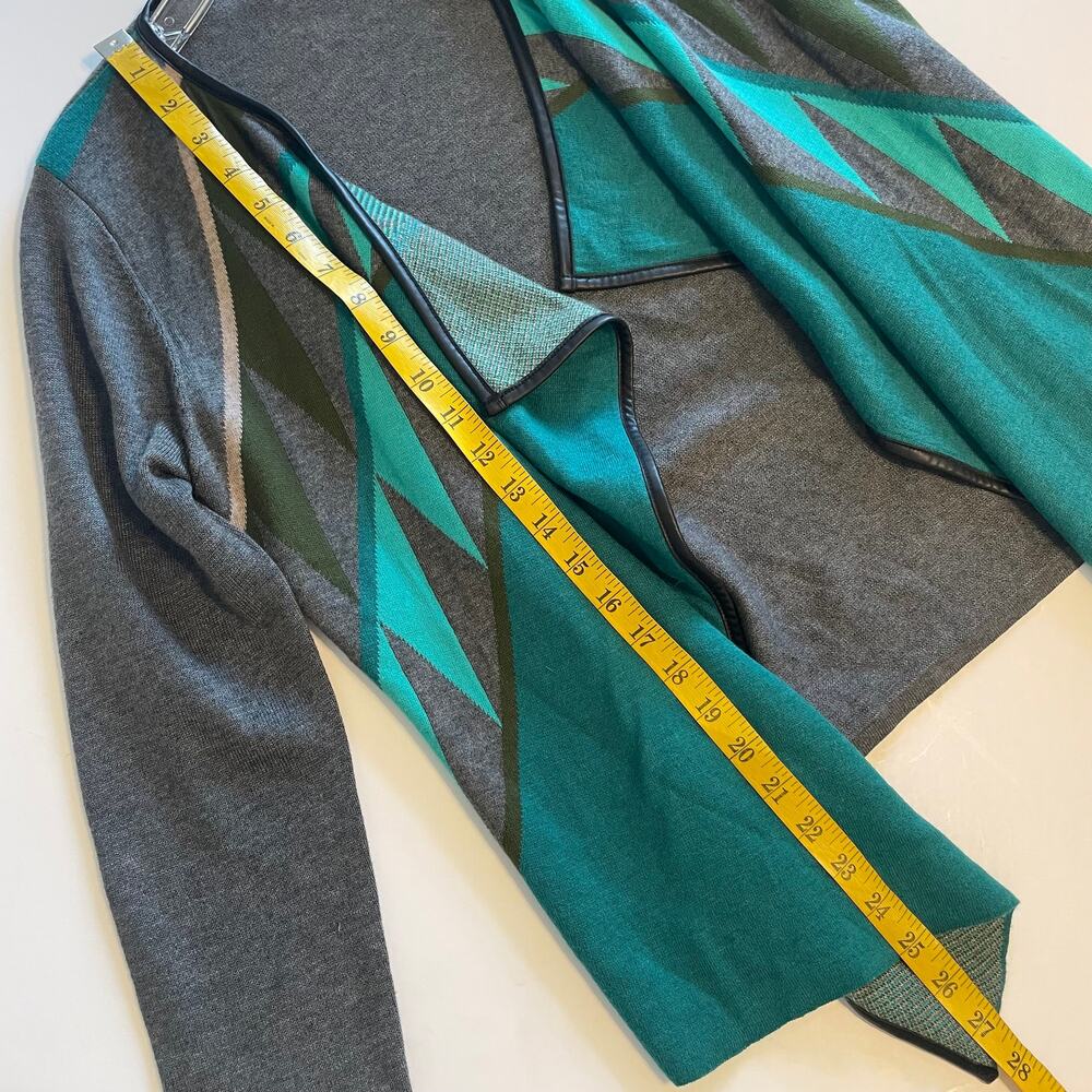 Alberto Makali Wool Blend Open Cardigan Women's Size Medium Green Gray Drapey - Picture 7 of 7